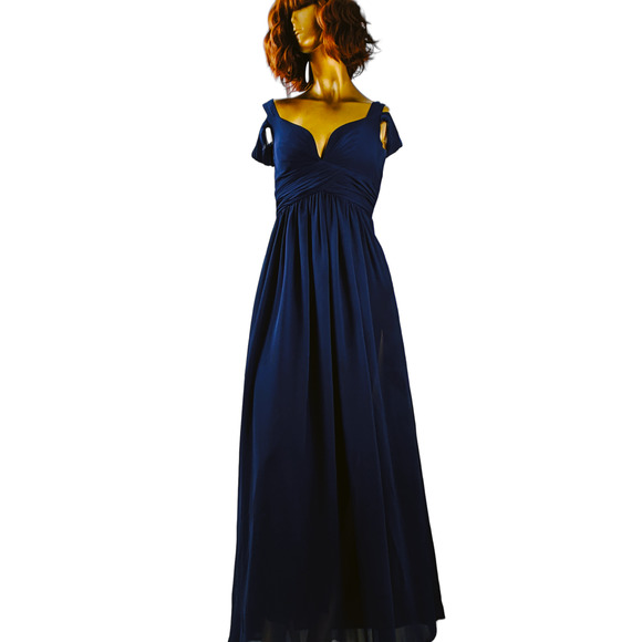 Women Bariano Australia Long Dress Navy Blue Formal Gown Slit Bridesmaid Size XS - Picture 3 of 16